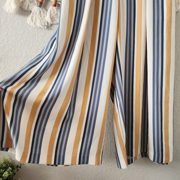 Chloe Dao Blue Striped Pleated Wide Leg Kira Pants Trouser Contemporary Designer - Picture 3 of 11